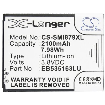 CAMERON SINO CS-SMI879XL utángyártott akkumulátor 2100 mAh LI-ION (EB535163LU kompatibilis) [Samsung Galaxy Grand (GT-I9080), Samsung Galaxy Grand Duos (GT-I9082), Samsung Galaxy Grand Neo (GT-I9060)]