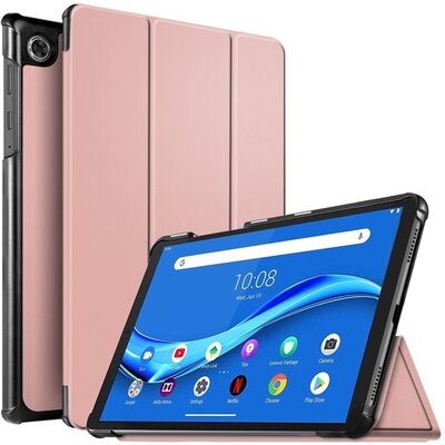 Tablet védőtok álló, bőr hatású (aktív flip, oldalra nyíló, TRIFOLD asztali tartó funkció), Rosegold [Lenovo Tab M10 Plus (TB-X606F)]