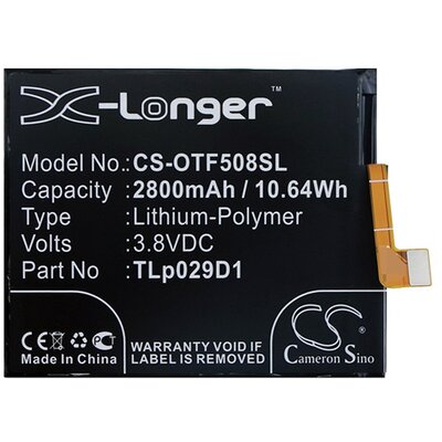 CAMERON SINO CS-OTF508SL utángyártott akkumulátor 2800 mAh LI-Polymer (TLp029D1 kompatibilis) [Alcatel 5 (OT-5086D), Alcatel 3 (2018) OT-5052, Vodafone Smart N9 (VFD720)]