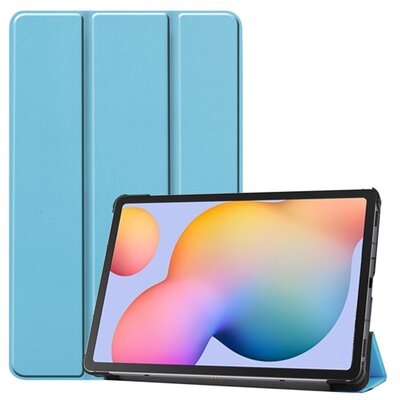 Tablet védőtok álló, bőr hatású (FLIP, oldalra nyíló, TRIFOLD asztali tartó funkció), Világoskék [Samsung Galaxy Tab S6 Lite 10.4 WIFI (SM-P610), Samsung Galaxy Tab S6 Lite 10.4 LTE (SM-P615)]