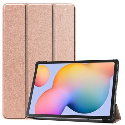 Tablet védőtok álló, bőr hatású (FLIP, oldalra nyíló, TRIFOLD asztali tartó funkció), Rosegold [Samsung Galaxy Tab S6 Lite 10.4 WIFI (SM-P610), Samsung Galaxy Tab S6 Lite 10.4 LTE (SM-P615)]