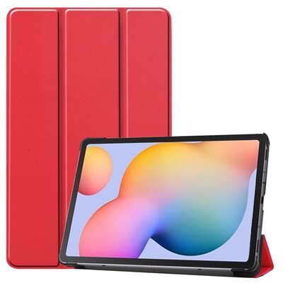 Tablet védőtok álló, bőr hatású (FLIP, oldalra nyíló, TRIFOLD asztali tartó funkció) PIROS [Samsung Galaxy Tab S6 Lite 10.4 WIFI (SM-P610), Samsung Galaxy Tab S6 Lite 10.4 LTE (SM-P615)]