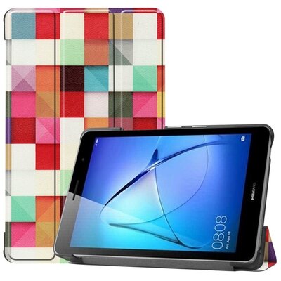 Tablet védőtok álló, bőr hatású (FLIP, oldalra nyíló, asztali tartó funkció, kockás) SZÍNES [Huawei MatePad T8 LTE, Huawei MatePad T8 WIFI]