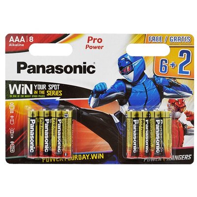 PANASONIC LR03PPG/8BW-6+2F-PR elem (Pro Power AAA, LR03PPG/8BW, 1.5V, alkáli elem) 8db / csomag