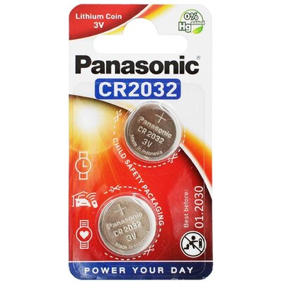 PANASONIC CR2032-2B-PAN / CR-2032EL/2B elem (CR2032L/2BP,lítium gombelem) 2db / csomag