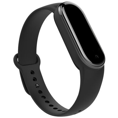 Okosóra pótszíj (szilikon, állítható), Fekete [Xiaomi Mi Band 5]