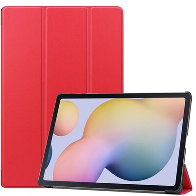 Tablet védőtok álló, bőr hatású (aktív flip, oldalra nyíló, TRIFOLD asztali tartó funkció), Piros [Samsung Galaxy Tab S7 Plus WIFI 5G (SM-T976)]