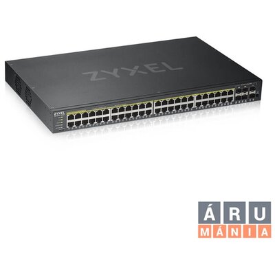 ZyXEL GS1920-48HPv2 48port GbE LAN PoE (375W) 4port Gbe combo RJ45/SFP L2 menedzselhető switch