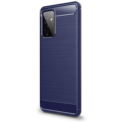 Szilikon hátlapvédő telefontok (közepesen ütésálló, légpárnás sarok, szálcsiszolt, karbon minta), Sötétkék [Samsung Galaxy A72 5G (SM-A726F), Samsung Galaxy A72 4G (SM-A725F)]