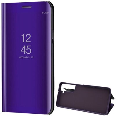 Telefontok álló (aktív flip, oldalra nyíló, asztali tartó funkció, tükrös felület, Mirror View Case), Lila [Samsung Galaxy S21 (SM-G991) 5G]