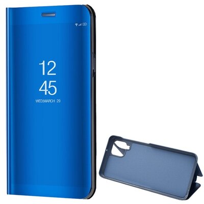 Telefontok álló (aktív flip, oldalra nyíló, asztali tartó funkció, tükrös felület, Mirror View Case), Kék [Samsung Galaxy A12 (SM-A125F)]