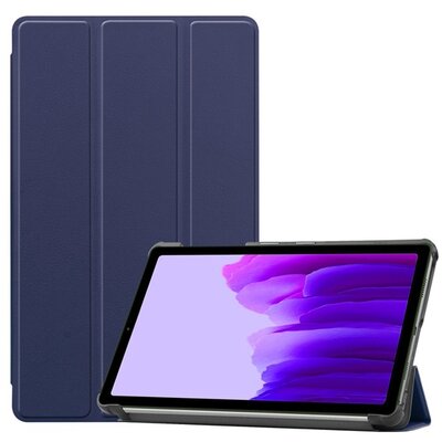 Tablet védőtok álló, bőr hatású (aktív flip, oldalra nyíló, Trifold asztali tartó funkció), Sötétkék [Samsung Galaxy Tab A7 Lite WIFI (SM-T220), Samsung Galaxy Tab A7 Lite LTE (SM-T225)]