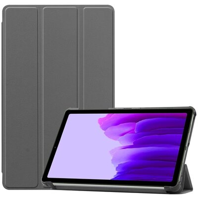 Tablet védőtok álló, bőr hatású (aktív flip, oldalra nyíló, Trifold asztali tartó funkció), Szürke [Samsung Galaxy Tab A7 Lite WIFI (SM-T220), Samsung Galaxy Tab A7 Lite LTE (SM-T225)]