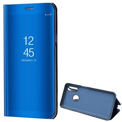 Telefontok álló (aktív flip, oldalra nyíló, asztali tartó funkció, tükrös felület, Mirror View Case), Kék [Oppo A31]