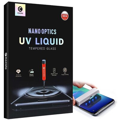 MOCOLO UV LIQUID kijelzővédő üvegfólia (3D full cover, íves, karcálló, 0.3mm, 9H + UV lámpa), Átlátszó [OnePlus 9 Pro]