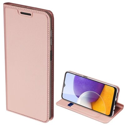 Dux Ducis Skin Pro telefontok álló, bőr hatású (Flip, oldalra nyíló, bankkártya tartó, asztali tartó funkció), Rosegold [Samsung Galaxy A22 4G (SM-A225)]