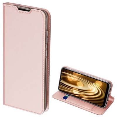 Dux Ducis Skin Pro telefontok álló, bőr hatású (Flip, oldalra nyíló, bankkártya tartó, asztali tartó funkció), Rosegold [Samsung Galaxy A02s (SM-A025F)]