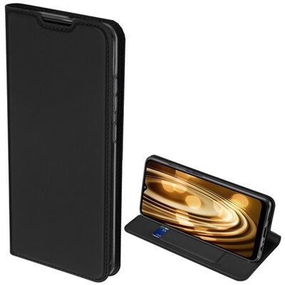 Dux Ducis Skin Pro telefontok álló, bőr hatású (Flip, oldalra nyíló, bankkártya tartó, asztali tartó funkció), Fekete [Samsung Galaxy A02s (SM-A025F)]