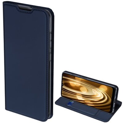 Dux Ducis Skin Pro telefontok álló, bőr hatású (Flip, oldalra nyíló, bankkártya tartó, asztali tartó funkció), Sötétkék [Samsung Galaxy A02s (SM-A025F)]