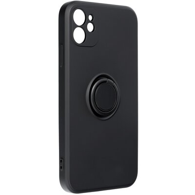 Forcell Silicone Ring szilikon hátlapvédő telefontok (telefontartó gyűrű, 360 fokban forgatható) - iPhone 11, Fekete