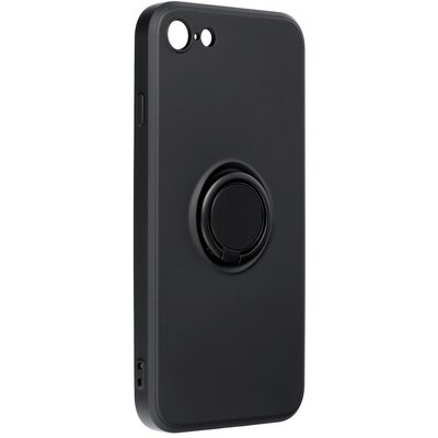 Forcell Silicone Ring szilikon hátlapvédő telefontok (telefontartó gyűrű, 360 fokban forgatható) - iPhone 7 / 8 / SE 2020, Fekete