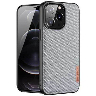 DUX DUCIS FINO szilikon hátlapvédő telefontok (műanyag belső, közepesen ütésálló, rács minta), Szürke [Apple iPhone 13 Pro]