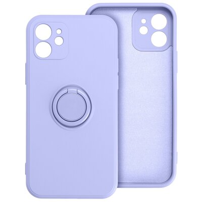 Forcell Silicone Ring szilikon hátlapvédő telefontok (telefontartó gyűrű, 360 fokban forgatható) - iPhone 13 PRO, Ibolya