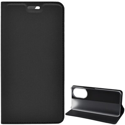 Telefontok álló, bőr hatású (flip, oldalra nyíló, asztali tartó funkció), Fekete [Honor 50, Huawei Nova 9]