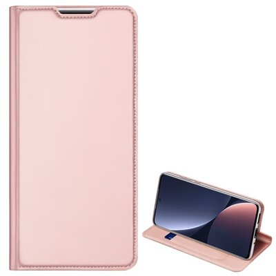 DUX DUCIS SKIN PRO telefontok álló, bőr hatású (flip, oldalra nyíló, bankkártya tartó, asztali tartó funkció), Rosegold [Xiaomi 12 Pro]