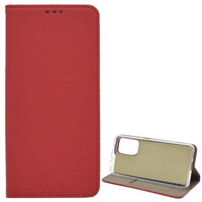 Telefontok álló, bőr hatású (flip, oldalra nyíló, asztali tartó funkció, rombusz minta), Piros [Xiaomi Redmi Note 11 Pro]