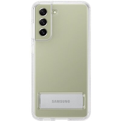 Samsung EF-JG990CTEGWW gyári műanyag hátlapvédő telefontok (dupla rétegű, gumírozott, asztali tartó funkció), Átlátszó [Samsung Galaxy S21 FE (SM-G990)]