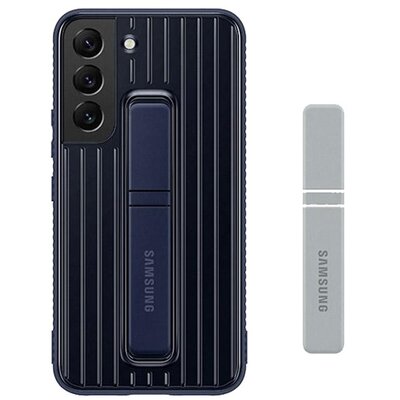 Samsung EF-RS906CNEG gyári műanyag hátlapvédő telefontok (dupla rétegű, gumírozott, asztali tartó funkció), Sötétkék [Samsung Galaxy S22+ Plus 5G (SM-S906)]