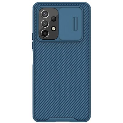 NILLKIN CAMSHIELD PRO műanyag hátlapvédő telefontok (szilikon keret, közepesen ütésálló, kamera védelem, csíkos minta), Sötétkék [Samsung Galaxy A53 (SM-A536) 5G]