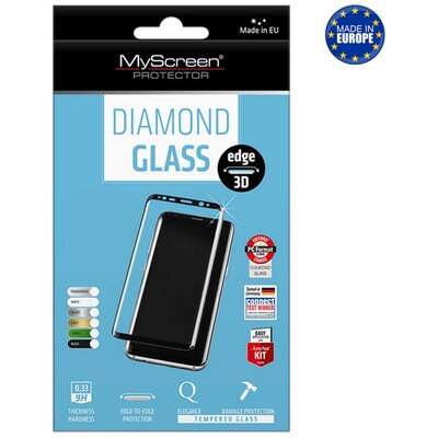 MYSCREEN DIAMOND GLASS EDGE kijelzővédő üvegfólia (3D full cover, íves, karcálló, 0.33 mm, 9H), Fekete [Xiaomi 12 Pro]