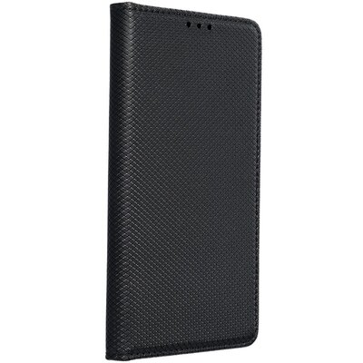 Smart flip telefontok, mágneses flip zár, oldalra nyíló, bőr hatású - Samsung Galaxy S22, Fekete