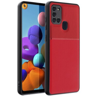 Forcell Noble szilikon + műanyag hátlapvédő telefontok - Samsung Galaxy A21s, Piros