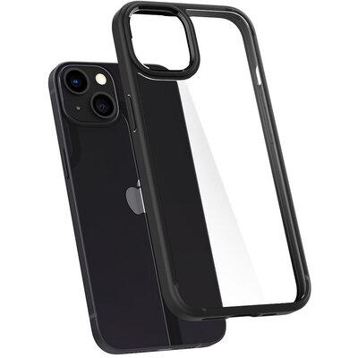 Spigen Ultra Hybrid műanyag + szilikon hátlapvédő telefontok (légpárnás keret) - iPhone 13, Átlátszó - matt fekete