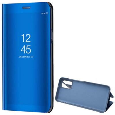 Telefontok álló (aktív flip, oldalra nyíló, asztali tartó funkció, tükrös felület, Mirror View Case) KÉK [Samsung Galaxy A03s (SM-A037F)]