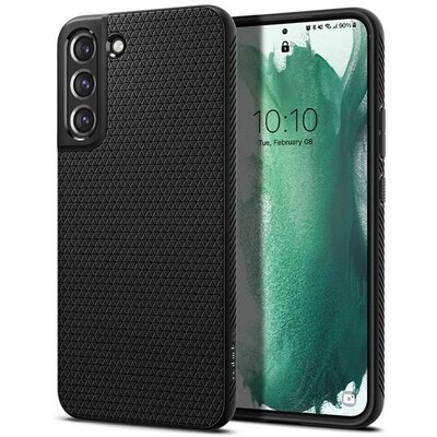 SPIGEN LIQUID AIR szilikon hátlapvédő telefontok (közepesen ütésálló, légpárnás sarok, rombusz minta), Fekete [Samsung Galaxy S22+ Plus 5G (SM-S906)]