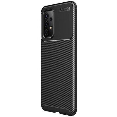 Szilikon hátlapvédő telefontok (közepesen ütésálló, légpárnás sarok, karbon minta), Fekete [Samsung Galaxy A52 4G (SM-A525F), Samsung Galaxy A52 5G (SM-A526F), Samsung Galaxy A52s 5G (SM-A528)]