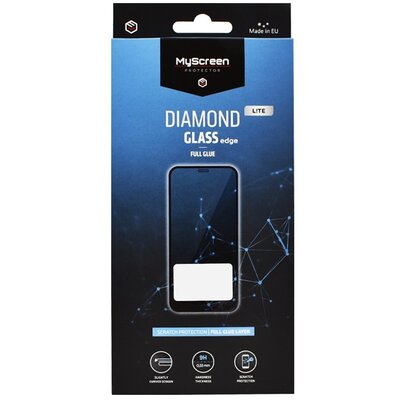MYSCREEN DIAMOND GLASS LITE EDGE kijelzővédő üvegfólia (2.5D full glue, íves, karcálló, 0.33 mm, 9H), Fekete [Realme C35]