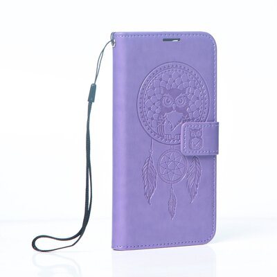Forcell Mezzo oldalra nyíló flipes telefontok, bőrhatású, nyomott mintával - Samsung A53 5G, Álomfogó minta, Lila