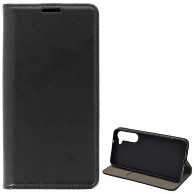 Telefontok álló, bőr hatású (flip, oldalra nyíló, asztali tartó funkció), Fekete [Samsung Galaxy S23+ Plus (SM-S916)]