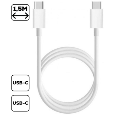 USB Type-C adat-és töltőkábel, 1,5m, fehér