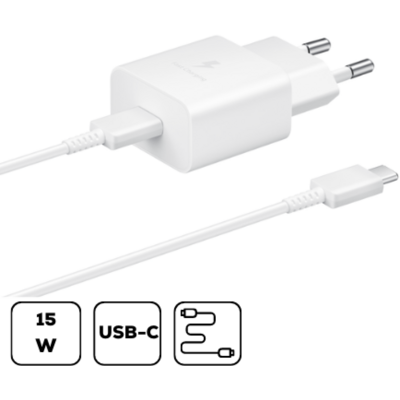 Sam hálózati adapter kábellel,15W PD USB-C,Fehér