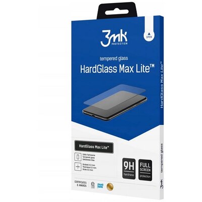 3MK HARD GLASS MAX LITE képernyővédő üveg (3D full cover, íves, ujjlenyomat mentes, karcálló, 0.3mm, 9H) FEKETE