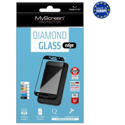 MYSCREEN DIAMOND GLASS EDGE képernyővédő üveg (3D full cover, íves, karcálló, 0.33 mm, 9H) FEKETE [Honor Magic5 Lite 5G]