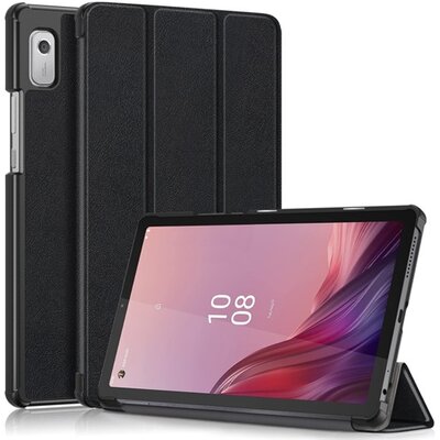 Tok álló, bőr hatású (aktív FLIP, oldalra nyíló, TRIFOLD asztali tartó funkció) FEKETE [Lenovo Tab M9 (TB-310F) WIFI, Lenovo Tab M9 (TB-310X) LTE]