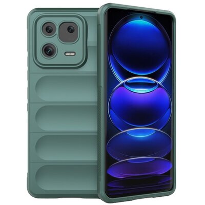 Szilikon telefonvédő (közepesen ütésálló, kamera védelem, 3D minta) SÖTÉTZÖLD [Xiaomi 13 Pro]