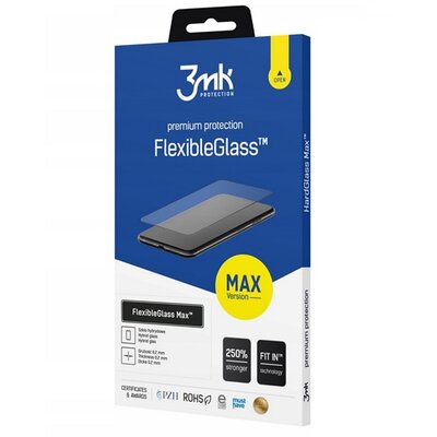 3MK FLEXIBLE GLASS MAX képernyővédő üveg (2.5D, flexibilis, lekerekített szél, ultravékony, 0.2mm, 7H) FEKETE [Samsung Galaxy S23 (SM-S911)]